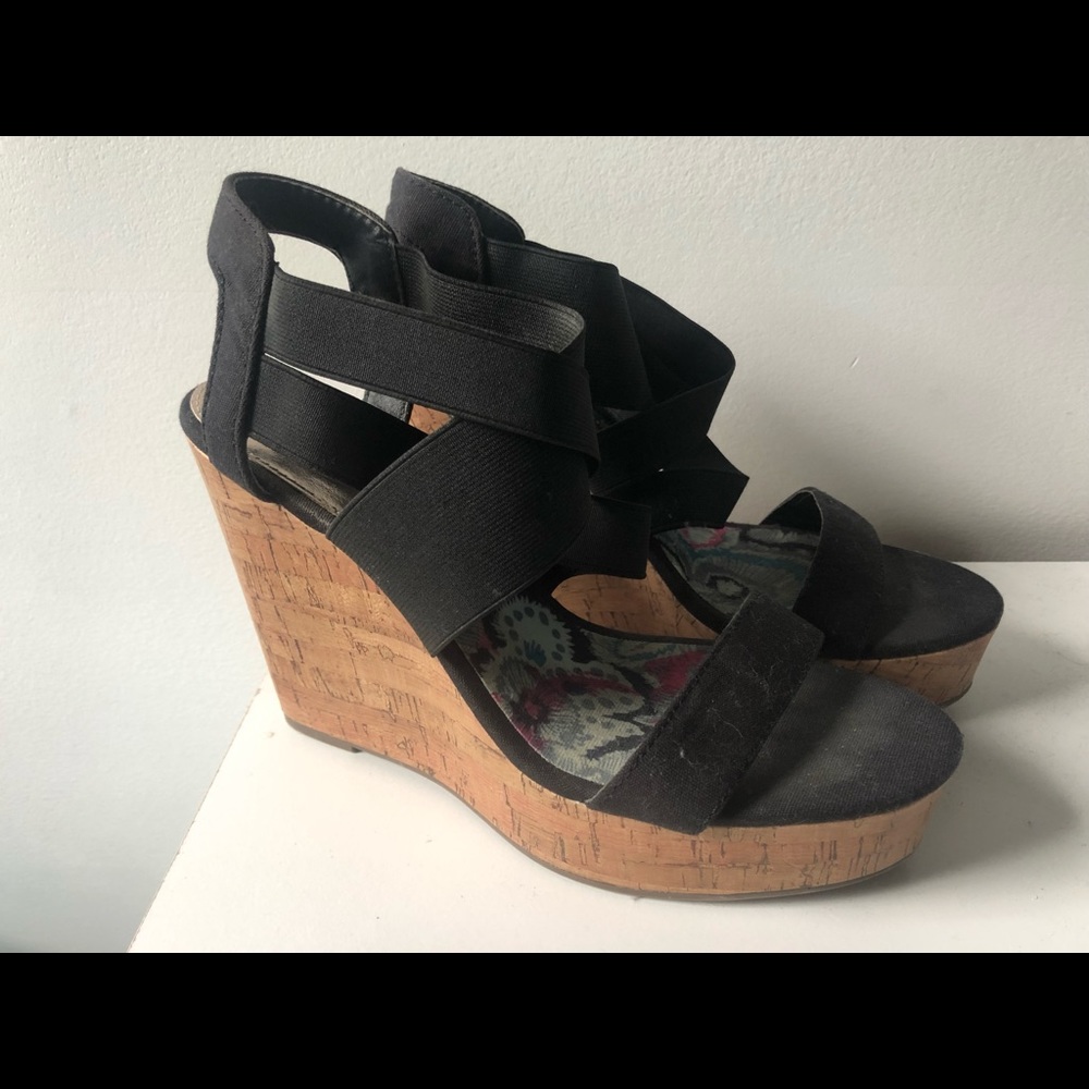 Women’s Black Strappy Wedges